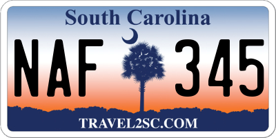 SC license plate NAF345