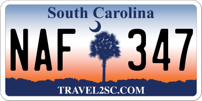 SC license plate NAF347