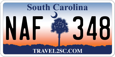 SC license plate NAF348