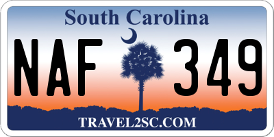SC license plate NAF349