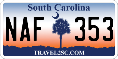 SC license plate NAF353