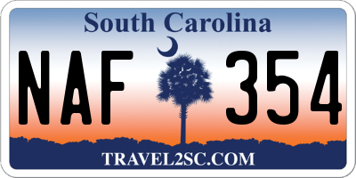 SC license plate NAF354