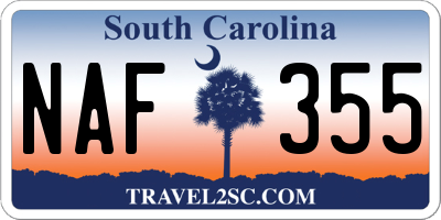 SC license plate NAF355