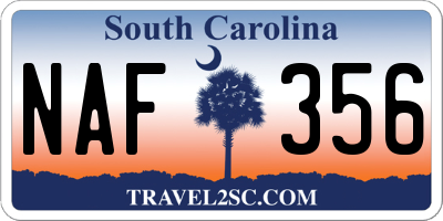 SC license plate NAF356