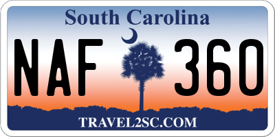 SC license plate NAF360