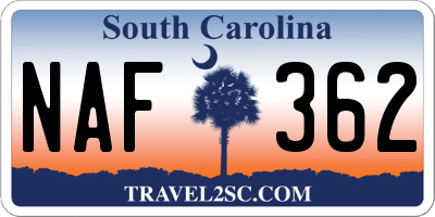 SC license plate NAF362