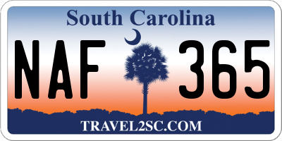 SC license plate NAF365
