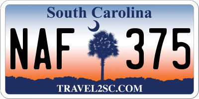 SC license plate NAF375