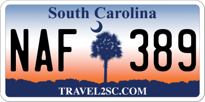 SC license plate NAF389