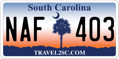SC license plate NAF403