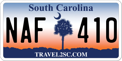 SC license plate NAF410
