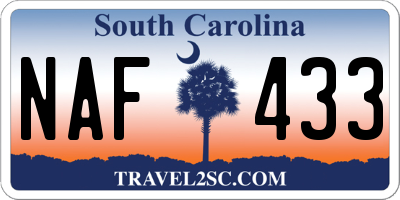 SC license plate NAF433