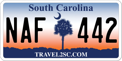SC license plate NAF442