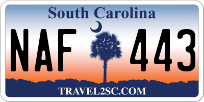 SC license plate NAF443