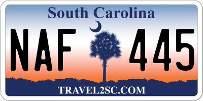 SC license plate NAF445