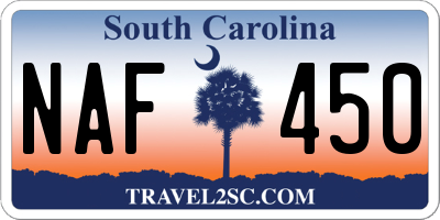 SC license plate NAF450