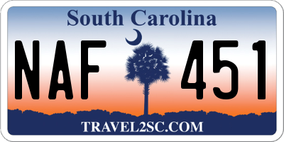 SC license plate NAF451