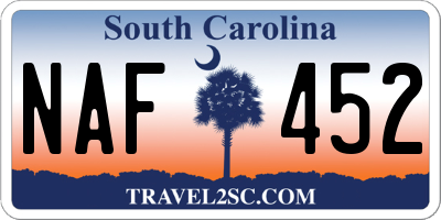 SC license plate NAF452