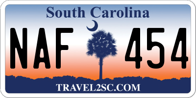 SC license plate NAF454
