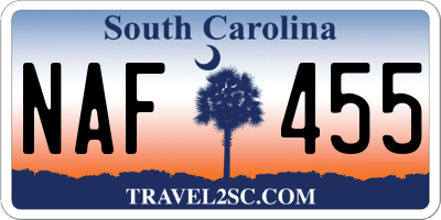 SC license plate NAF455