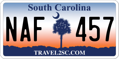 SC license plate NAF457