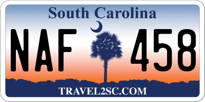 SC license plate NAF458