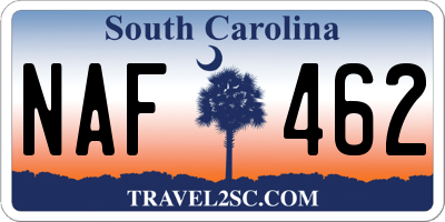 SC license plate NAF462