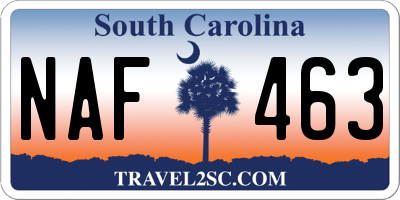 SC license plate NAF463