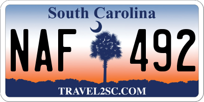 SC license plate NAF492