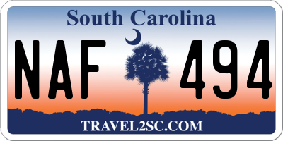 SC license plate NAF494