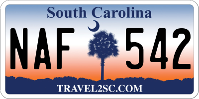 SC license plate NAF542