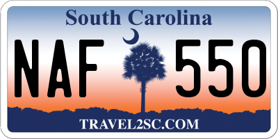 SC license plate NAF550