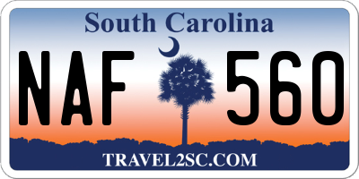 SC license plate NAF560
