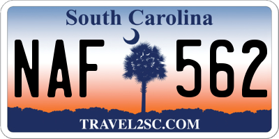 SC license plate NAF562