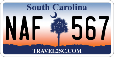 SC license plate NAF567