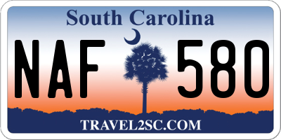 SC license plate NAF580