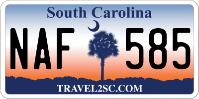 SC license plate NAF585