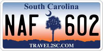SC license plate NAF602