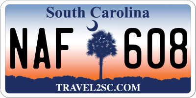 SC license plate NAF608