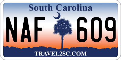 SC license plate NAF609