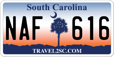 SC license plate NAF616