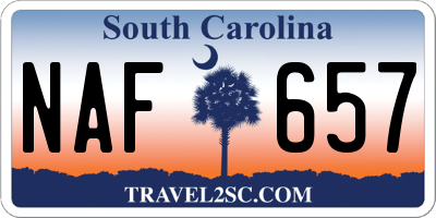 SC license plate NAF657