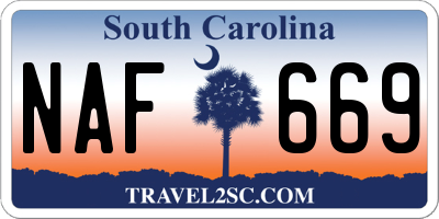 SC license plate NAF669