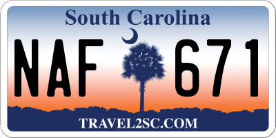 SC license plate NAF671