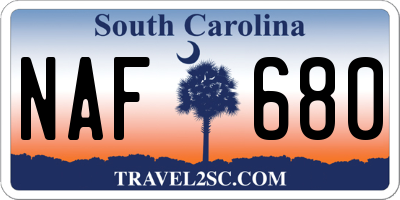 SC license plate NAF680