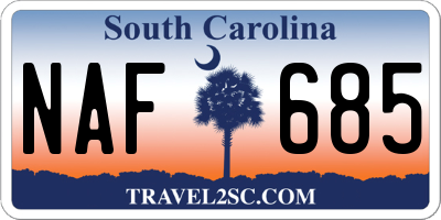 SC license plate NAF685