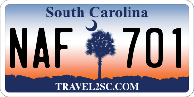 SC license plate NAF701