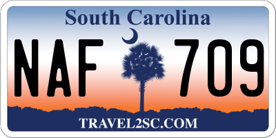 SC license plate NAF709