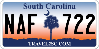 SC license plate NAF722