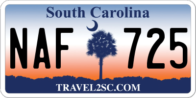 SC license plate NAF725